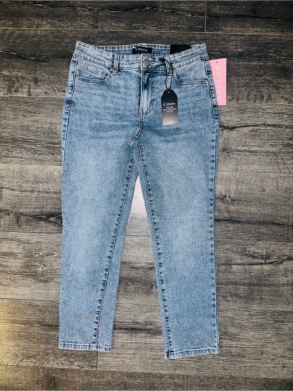 d. jeans Light Wash Midrise Slim Straight Petite Women’s Jeans